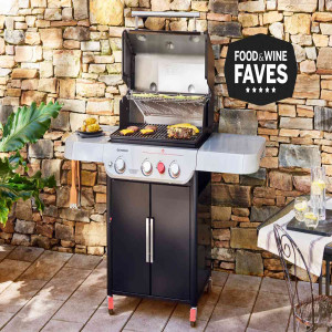 THEODORE Barbecue Grills - Foldable Charcoal Barbeque Grill With (2 Spatula, 1 Bbq, 12 Stick, 1 Air Blower) | Outdoor bbq grill tools for Camping Picnics Traveling - Stellar Black (Barbecue set)